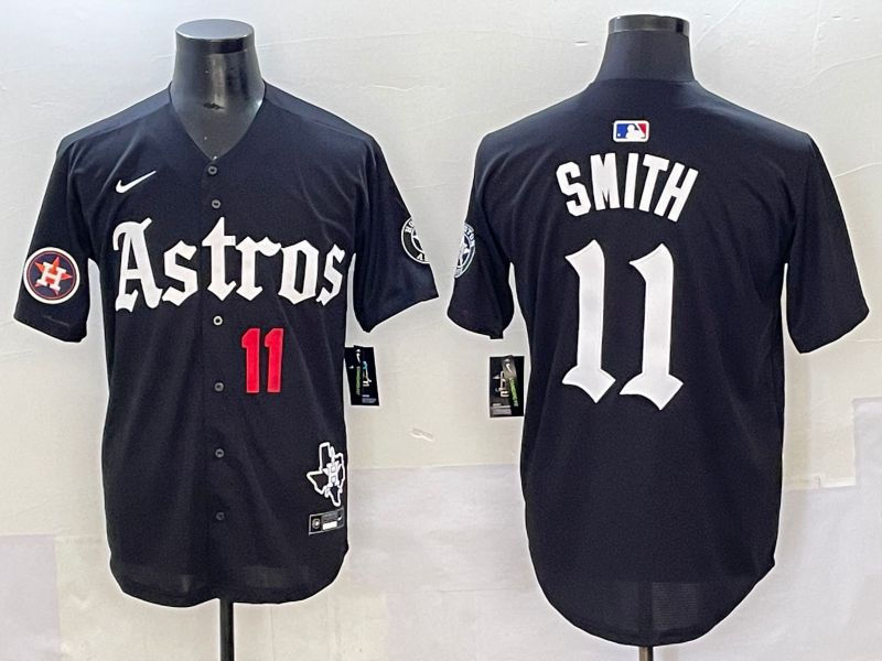 Men 2025 Houston Astros 11 Smith Black Five generations Joint Name Nike MLB Jersey style 36